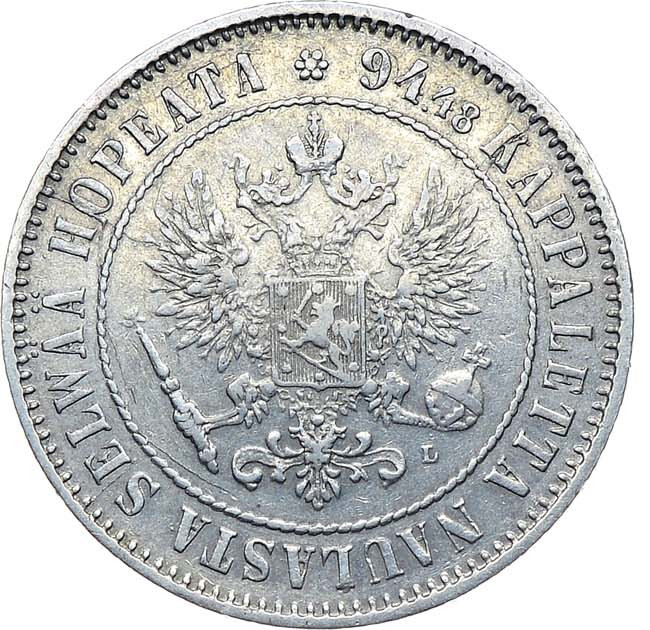 1 марка 1890 года L Для Финляндии