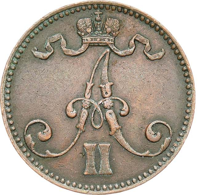 5 пенни 1865 года Для Финляндии