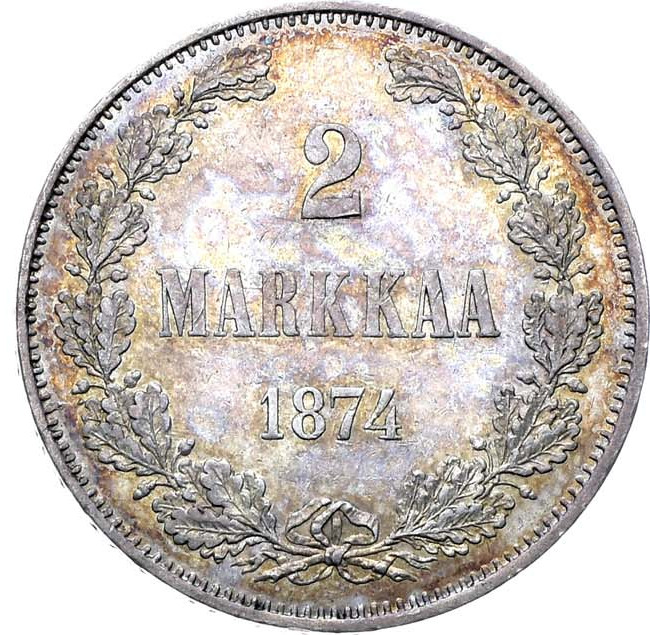 2 марки 1874 года S Для Финляндии