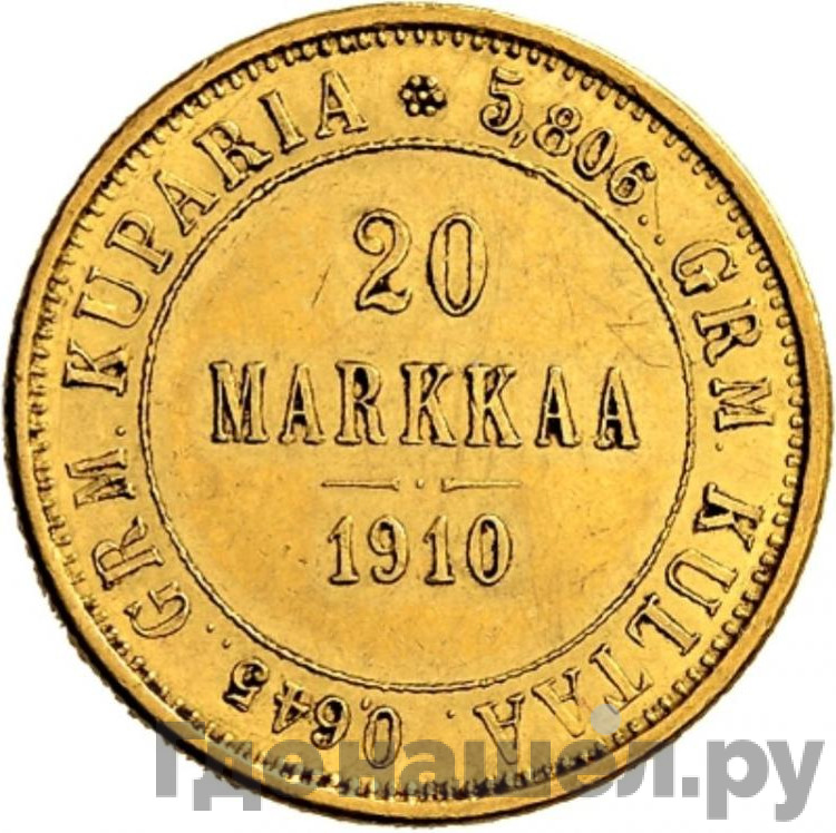 20 марок 1910 года L Для Финляндии
