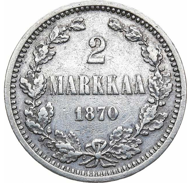 2 марки 1870 года S Для Финляндии