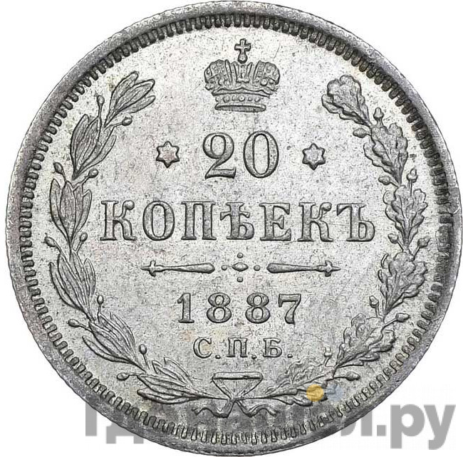 20 копеек 1887 года СПБ АГ