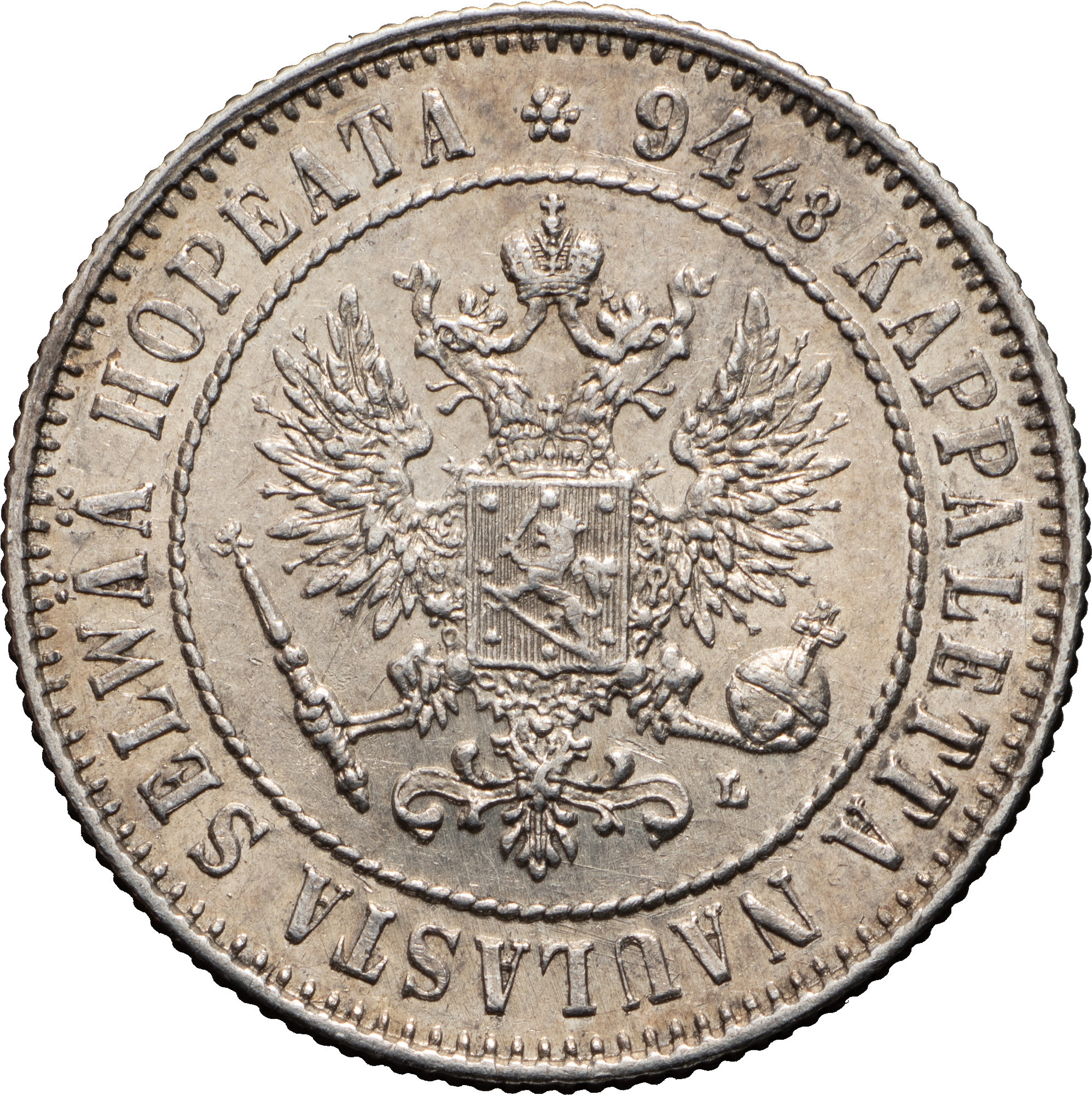 1 марка 1892 года L Для Финляндии