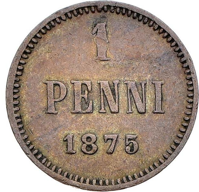 1 пенни 1875 года Для Финляндии