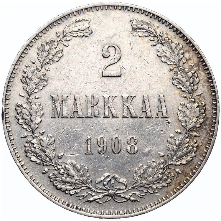 2 марки 1908 года L Для Финляндии