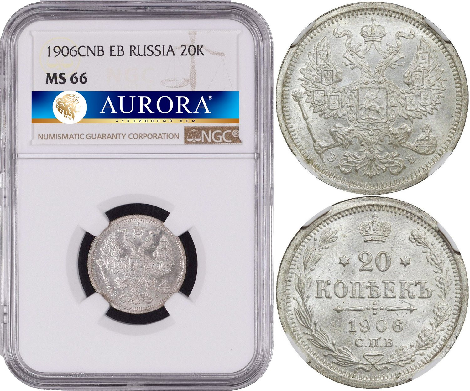 20 копеек 1906 года СПБ ЭБ