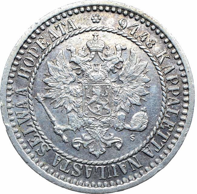 1 марка 1866 года S Для Финляндии