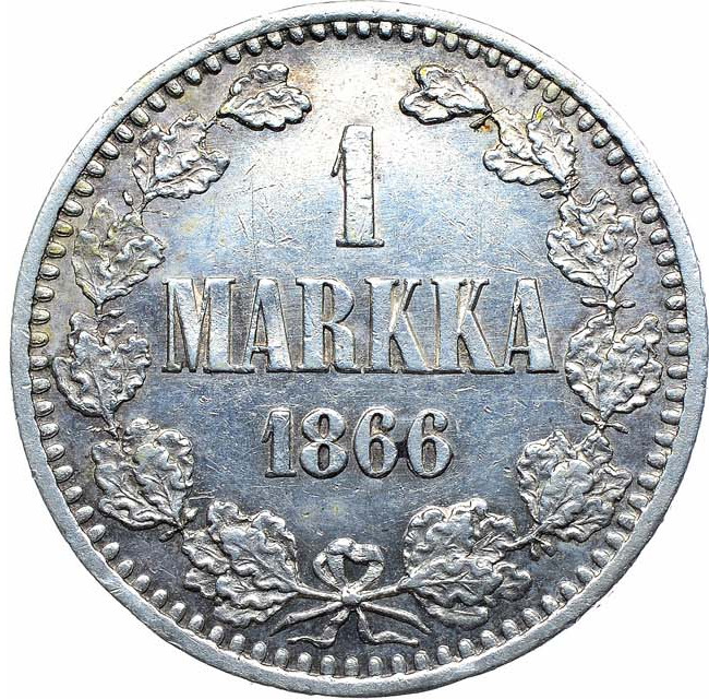 1 марка 1866 года S Для Финляндии