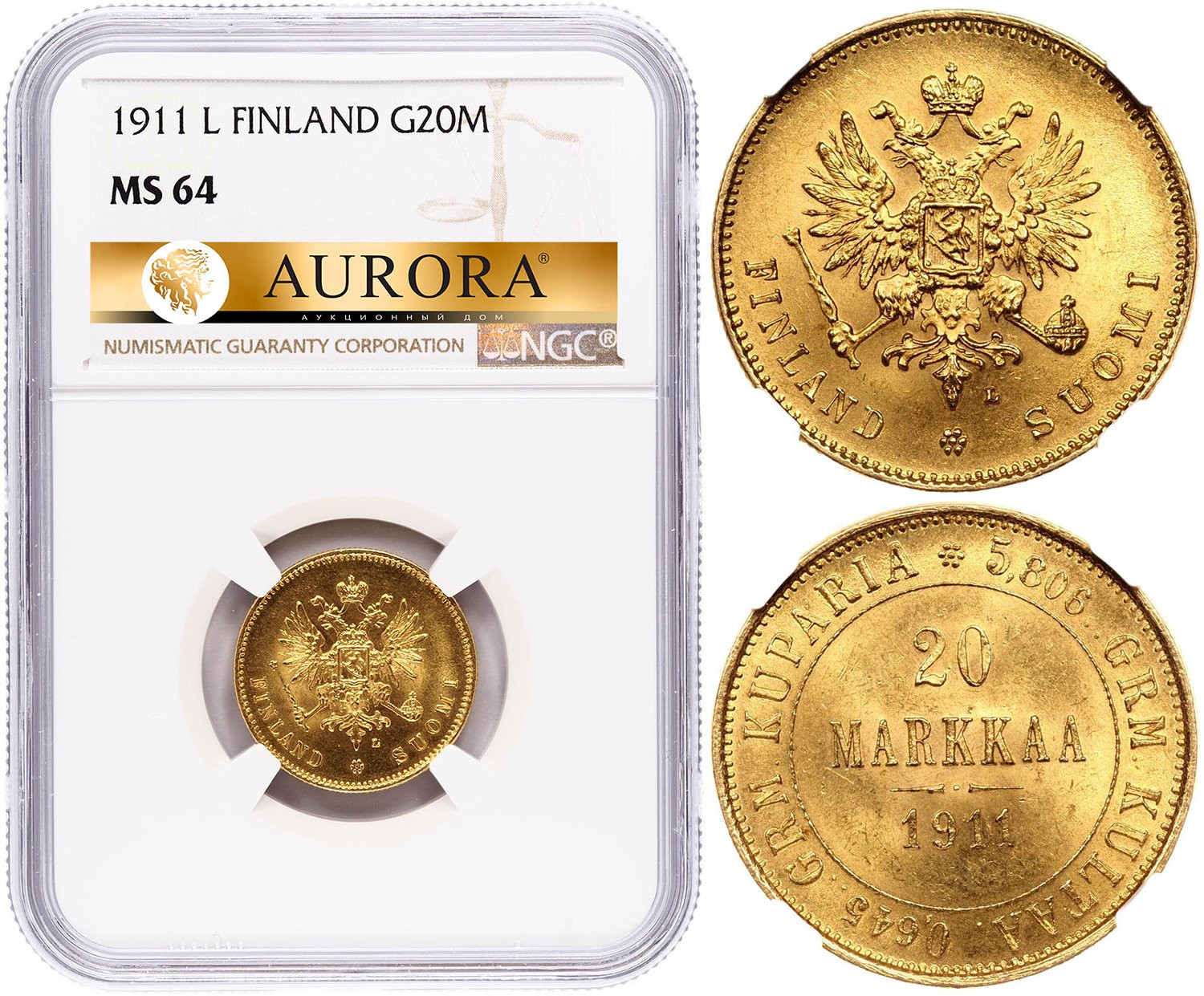 20 марок 1911 года L Для Финляндии