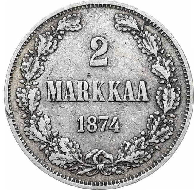 2 марки 1874 года S Для Финляндии