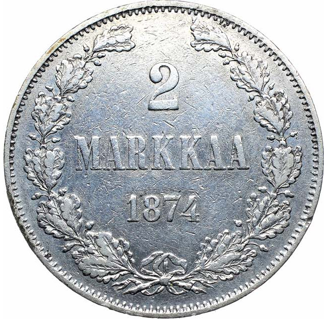 2 марки 1874 года S Для Финляндии