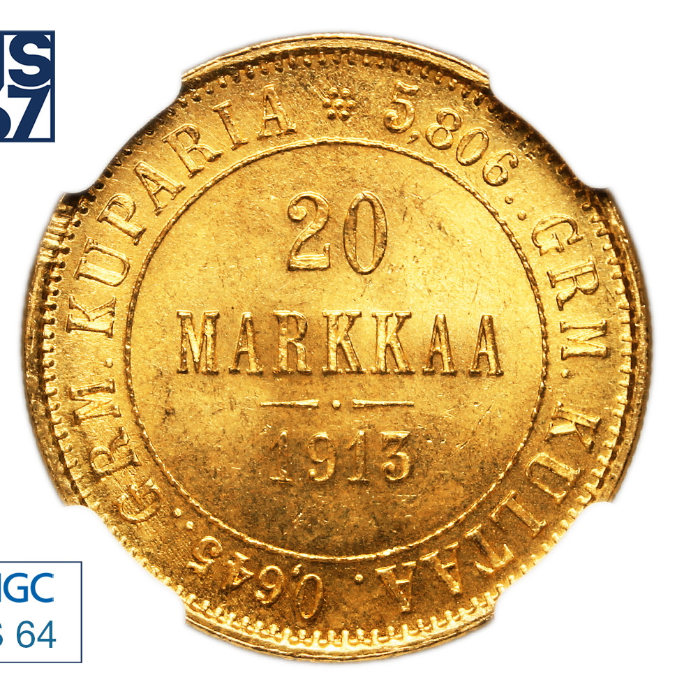 20 марок 1913 года S Для Финляндии