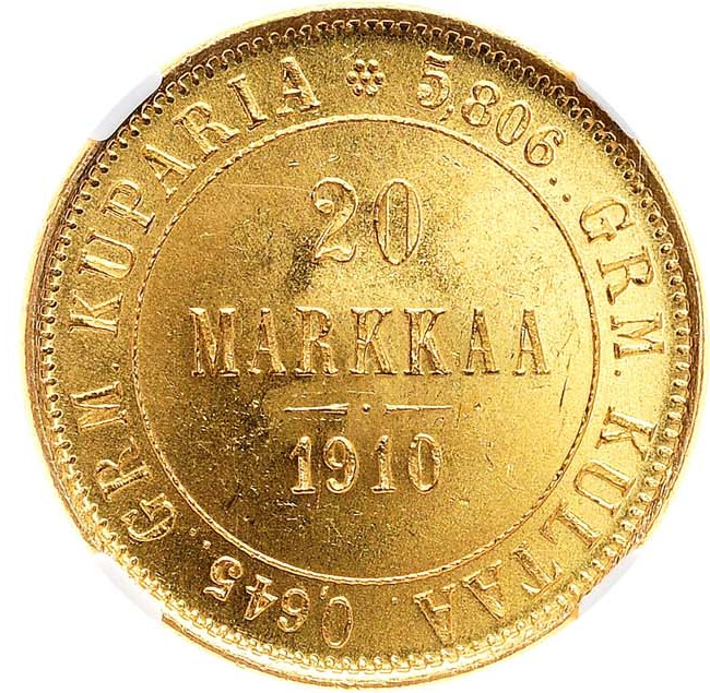 20 марок 1910 года L Для Финляндии