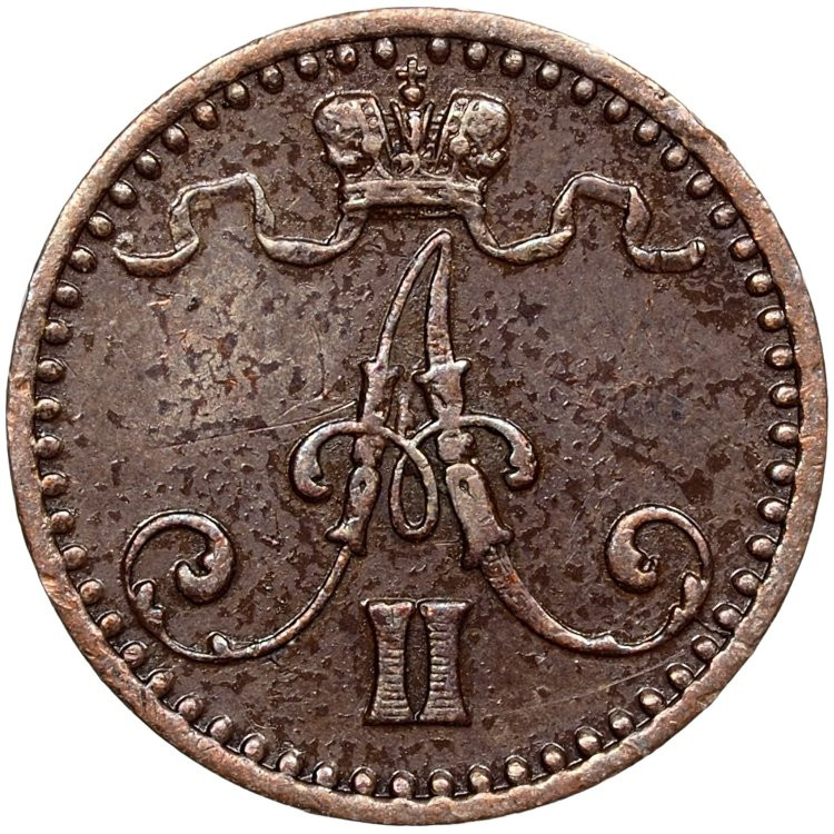 1 пенни 1866 года Для Финляндии