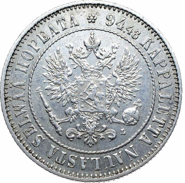 1 марка 1892 года L Для Финляндии