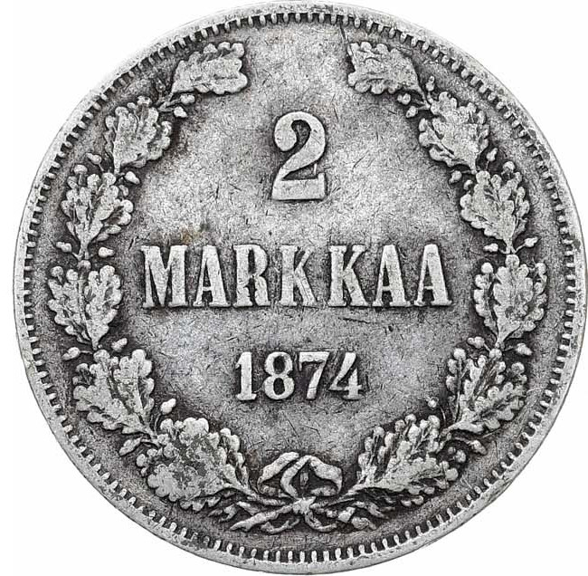 2 марки 1874 года S Для Финляндии