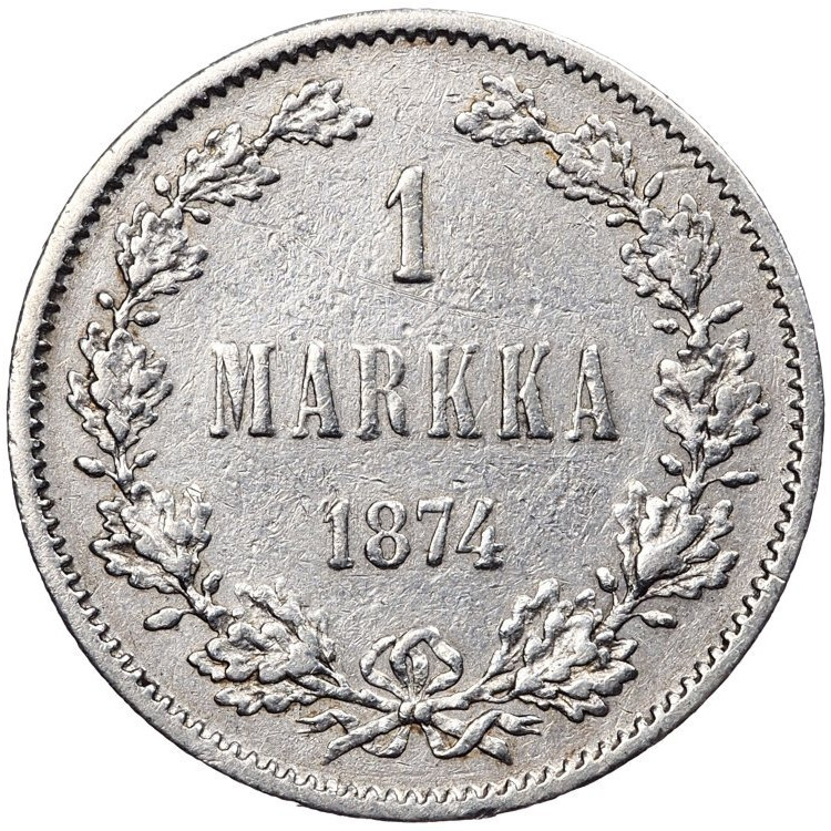 1 марка 1874 года S Для Финляндии