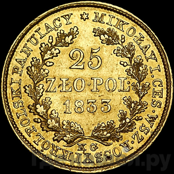 25 злотых 1833 года KG Для Польши