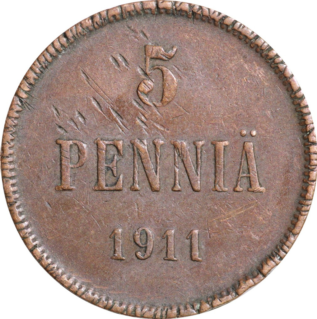 5 пенни 1911 года Для Финляндии