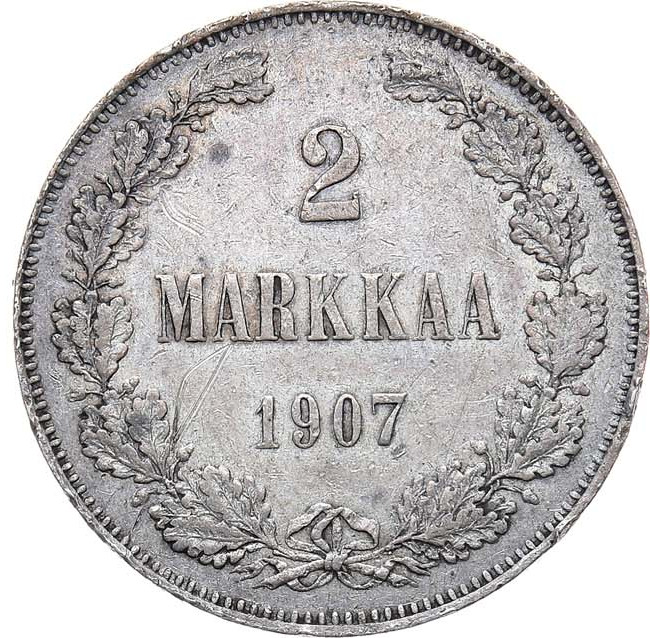 2 марки 1907 года L Для Финляндии