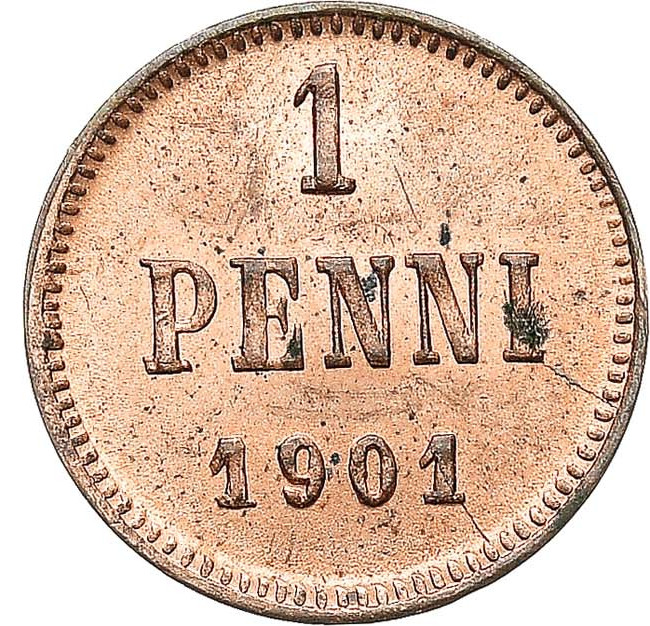 1 пенни 1901 года Для Финляндии