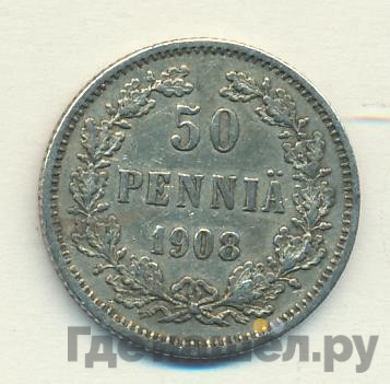 50 пенни 1908 года L Для Финляндии
