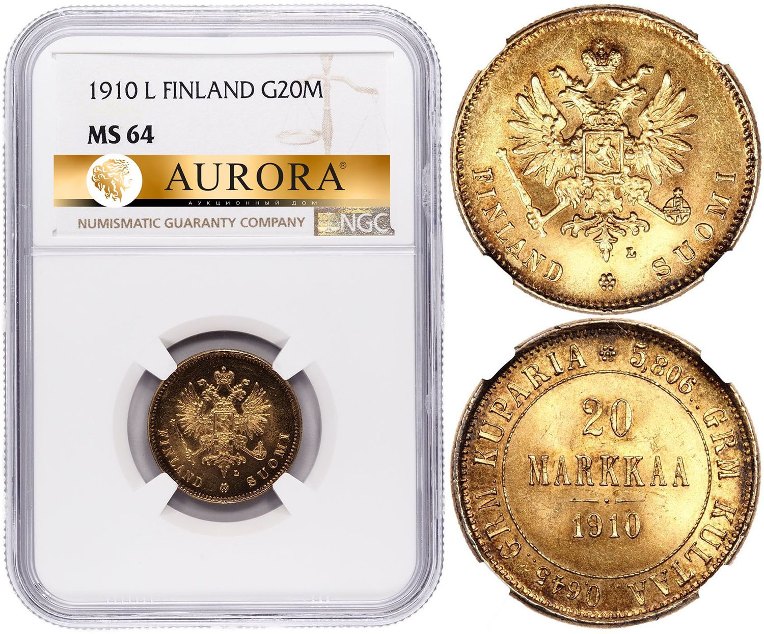 20 марок 1910 года L Для Финляндии