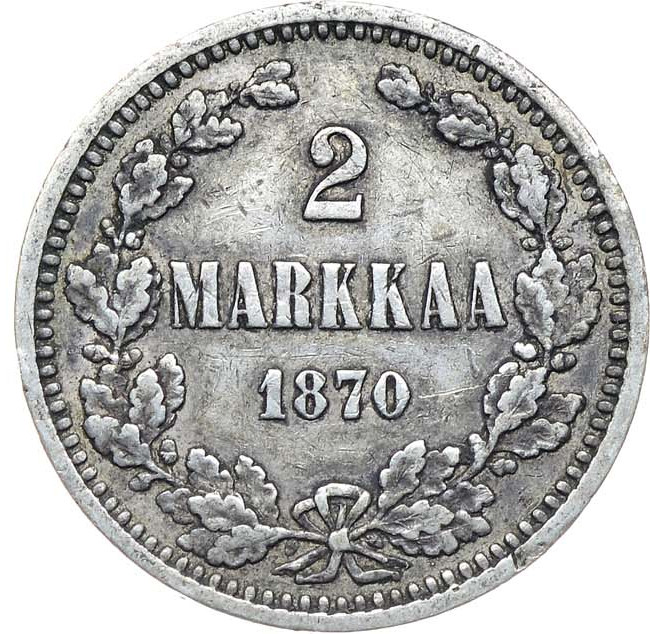 2 марки 1870 года S Для Финляндии