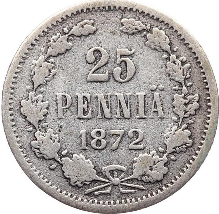 25 пенни 1872 года S Для Финляндии