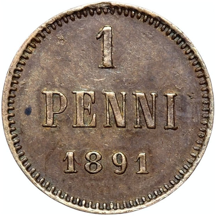 1 пенни 1891 года Для Финляндии