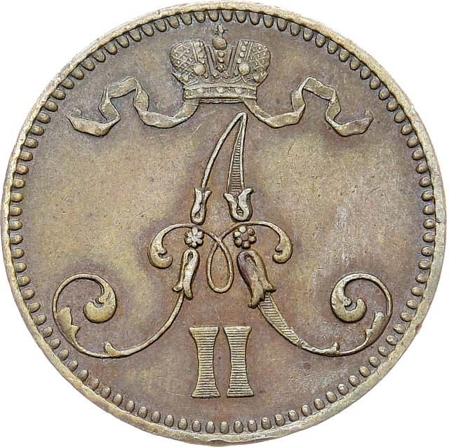 5 пенни 1865 года Для Финляндии