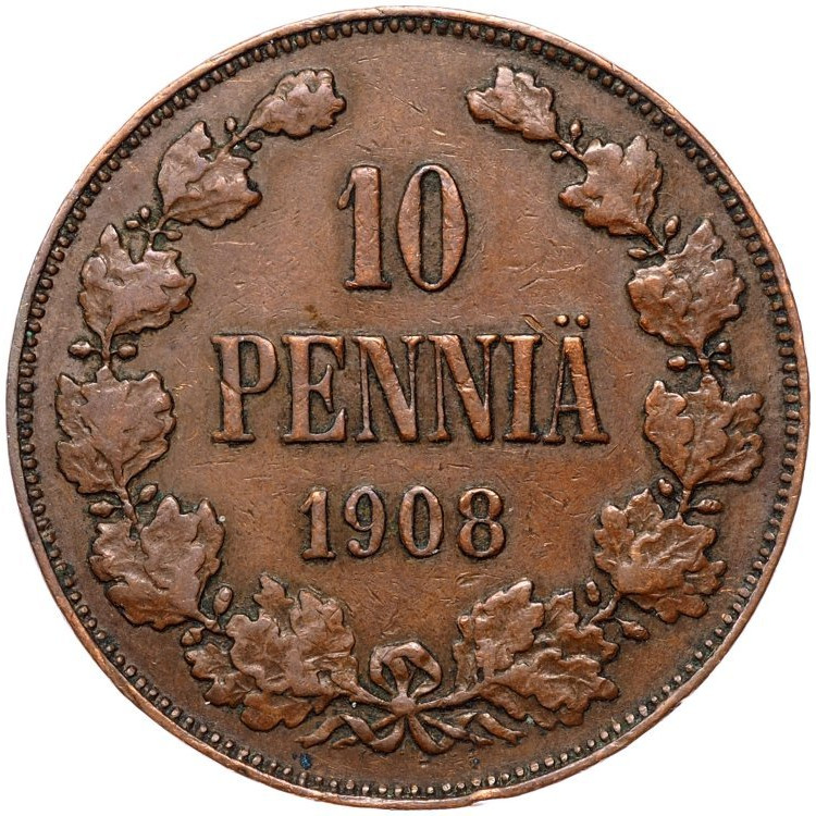 10 пенни 1908 года Для Финляндии
