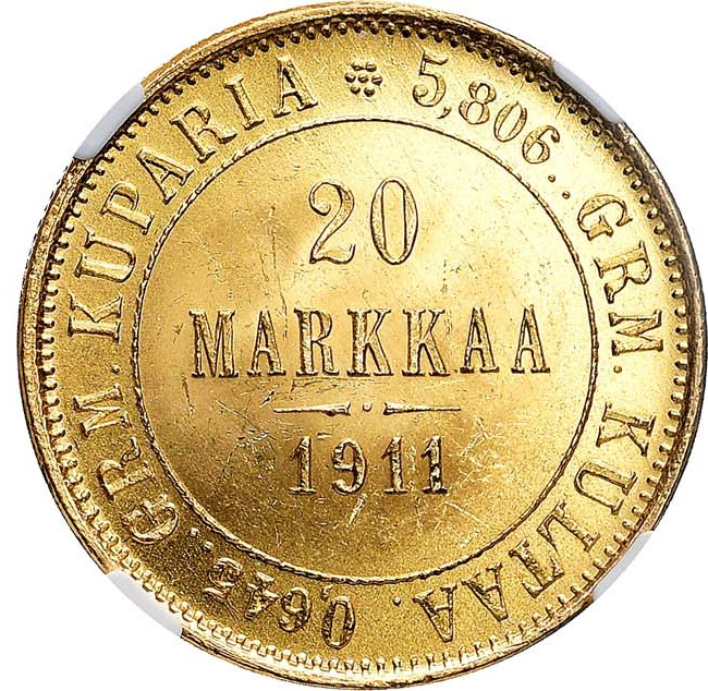 20 марок 1911 года L Для Финляндии