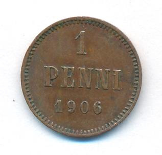 1 пенни 1906 года Для Финляндии