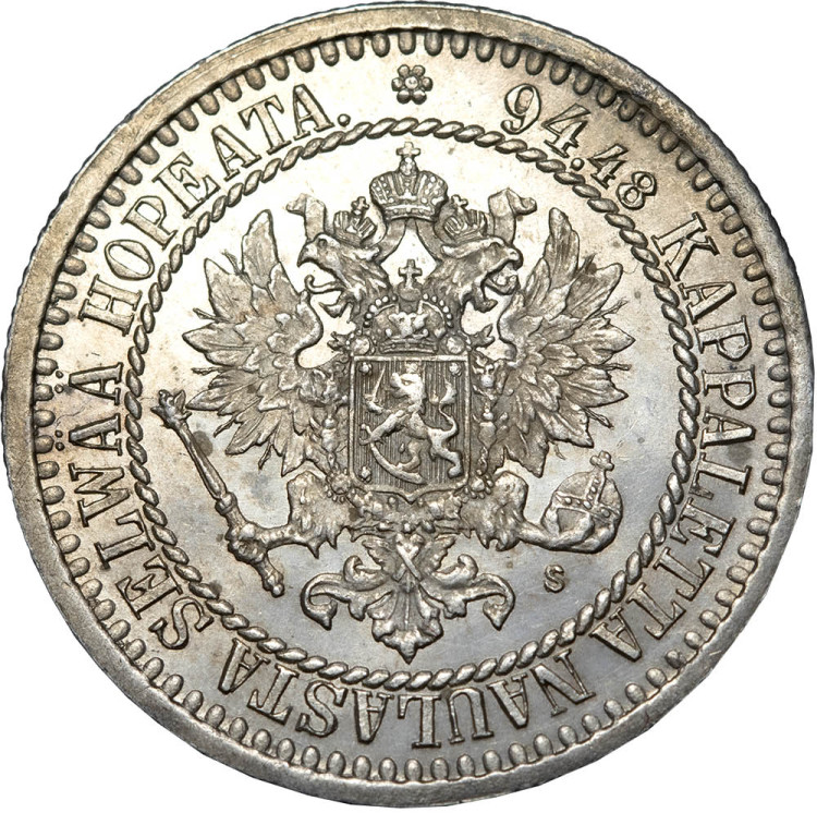 1 марка 1866 года S Для Финляндии
