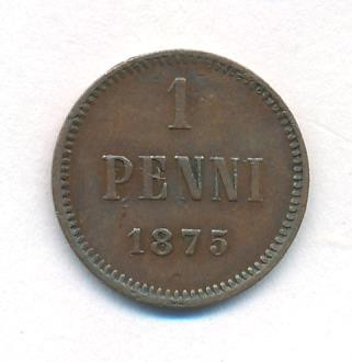 1 пенни 1875 года Для Финляндии