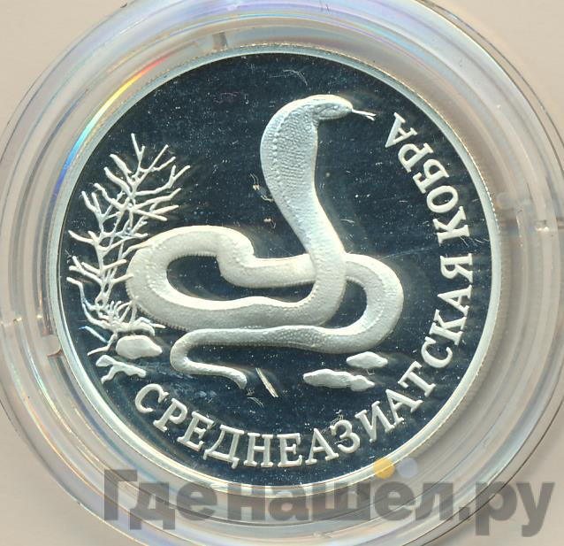 1 рубль 1994 года ЛМД Красная книга - Среднеазиатская кобра
