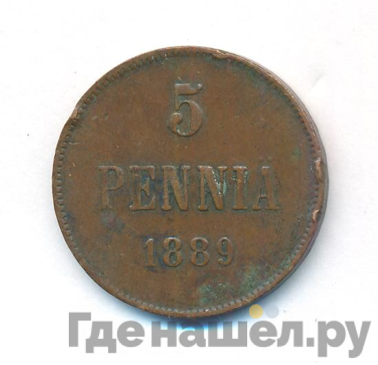 5 пенни 1889 года Для Финляндии
