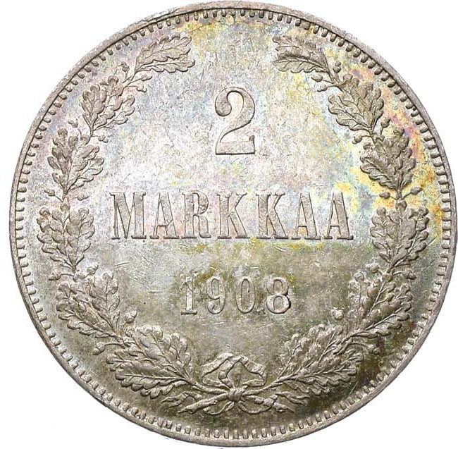 2 марки 1908 года L Для Финляндии