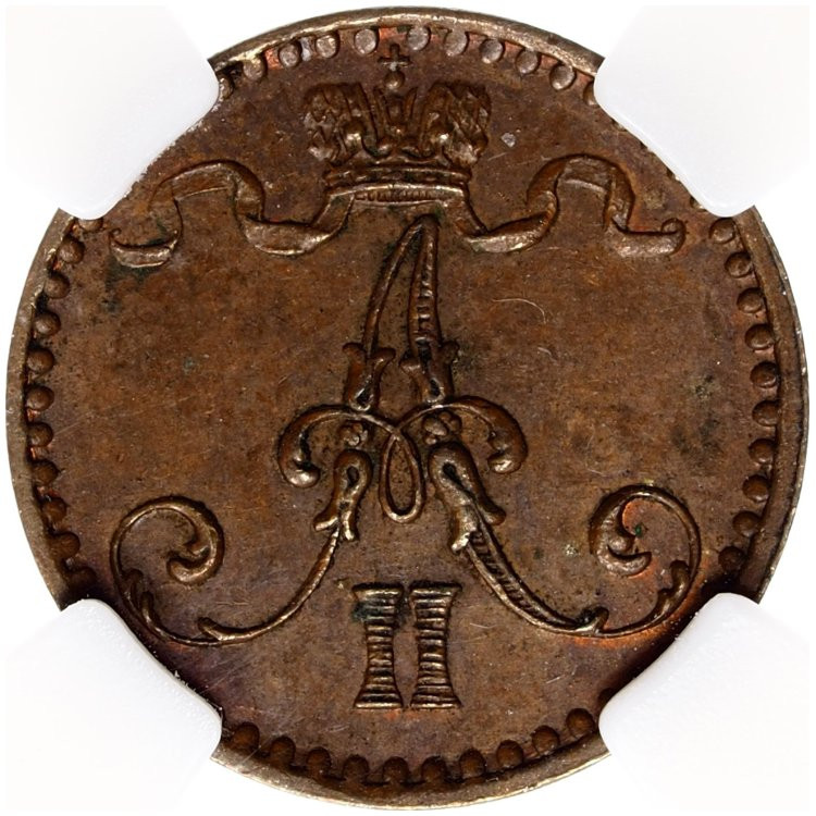 1 пенни 1865 года Для Финляндии
