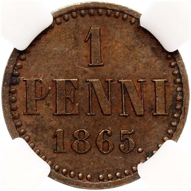 1 пенни 1865 года Для Финляндии