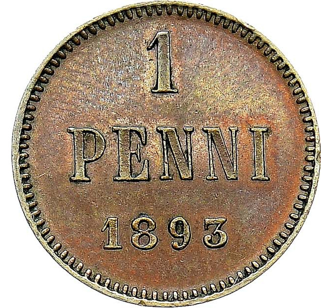 1 пенни 1893 года Для Финляндии