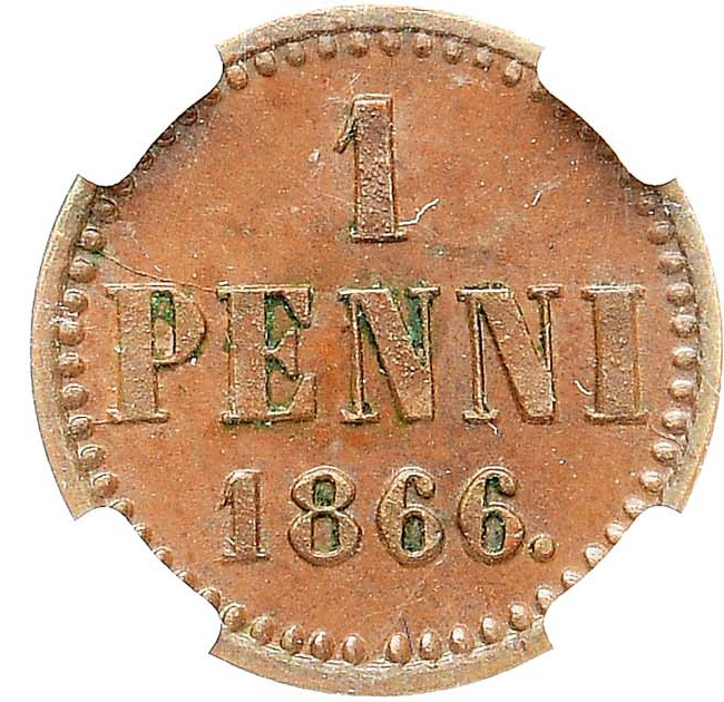 1 пенни 1866 года Для Финляндии