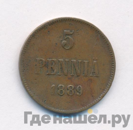 5 пенни 1889 года Для Финляндии