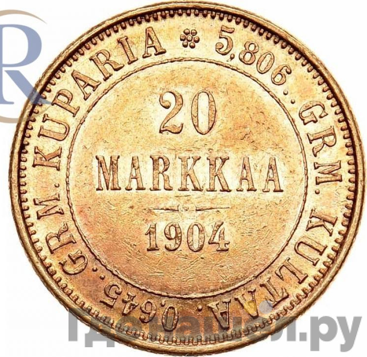 20 марок 1904 года L Для Финляндии