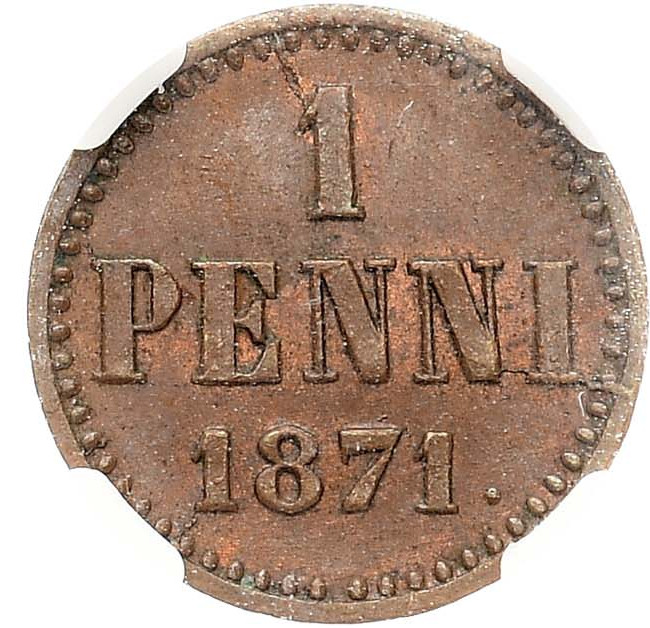 1 пенни 1871 года Для Финляндии