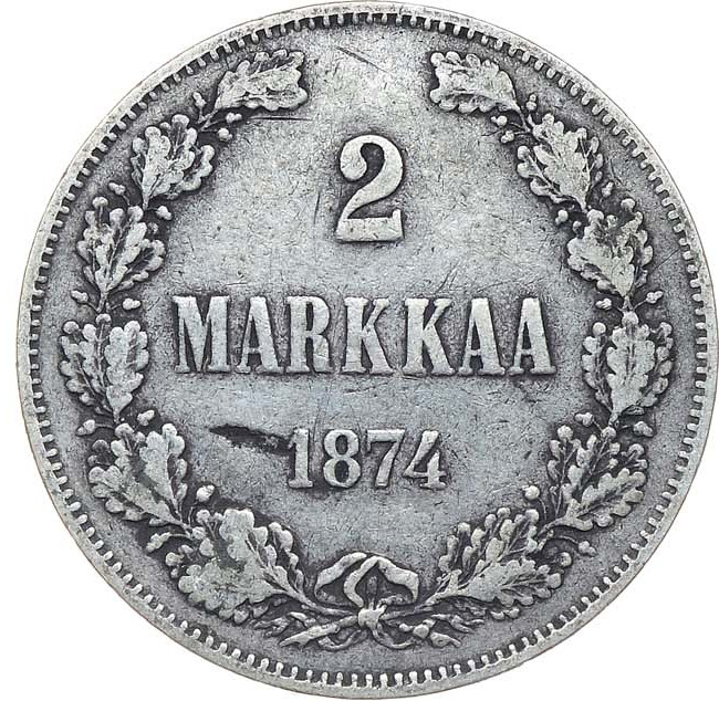 2 марки 1874 года S Для Финляндии