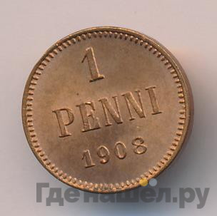 1 пенни 1908 года Для Финляндии