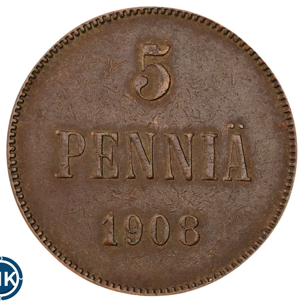 5 пенни 1908 года Для Финляндии