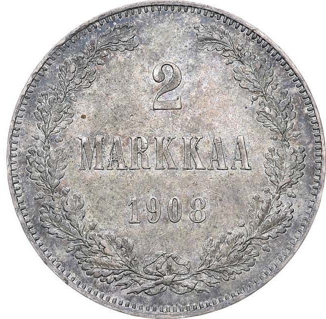 2 марки 1908 года L Для Финляндии